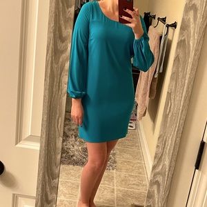 Long sleeve teal dress